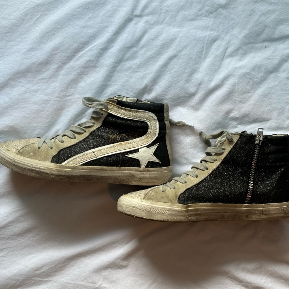 Golden Goose Black Glitter Slide / Size 38 /US 8